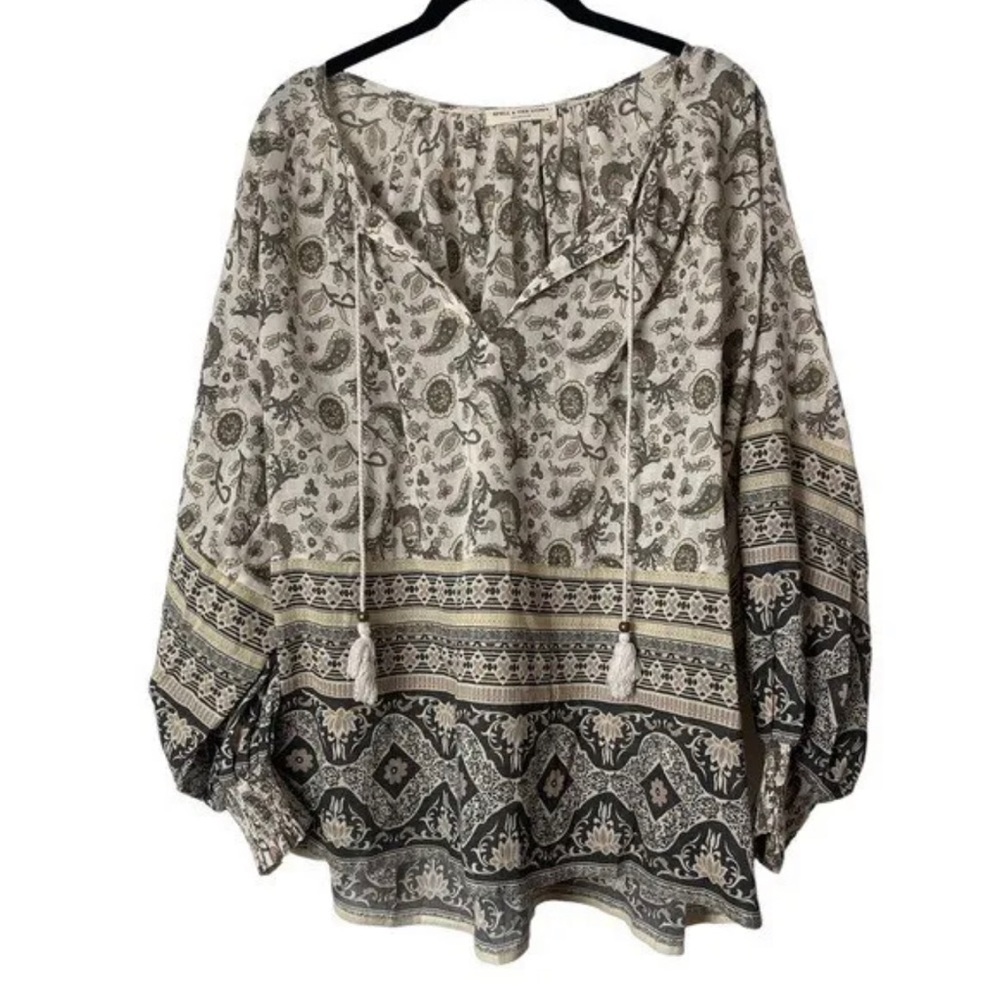SPELL & THE GYPSY COLLECTIVE Women’s Ivory Paisley Ash Blouse Size L OVERSIZED - Picture 2 of 8